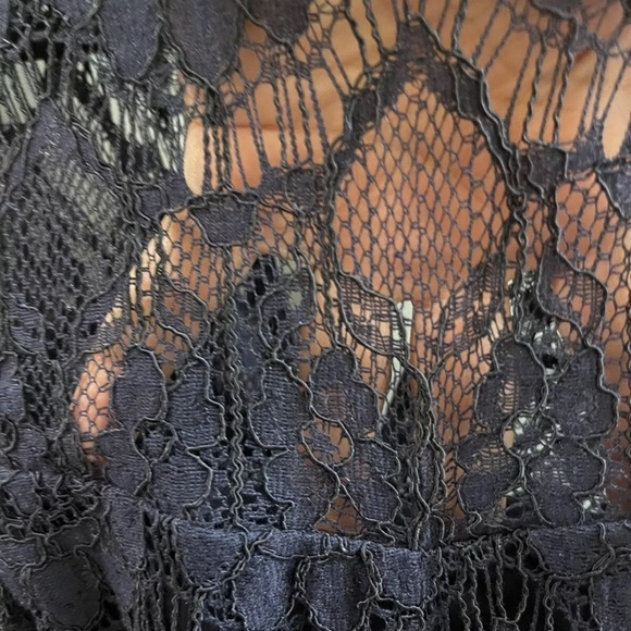 Elegant Navy Lace Dress Elisa F lace Evening Cocktail Dress blue color size 8 - Picture 2 of 6